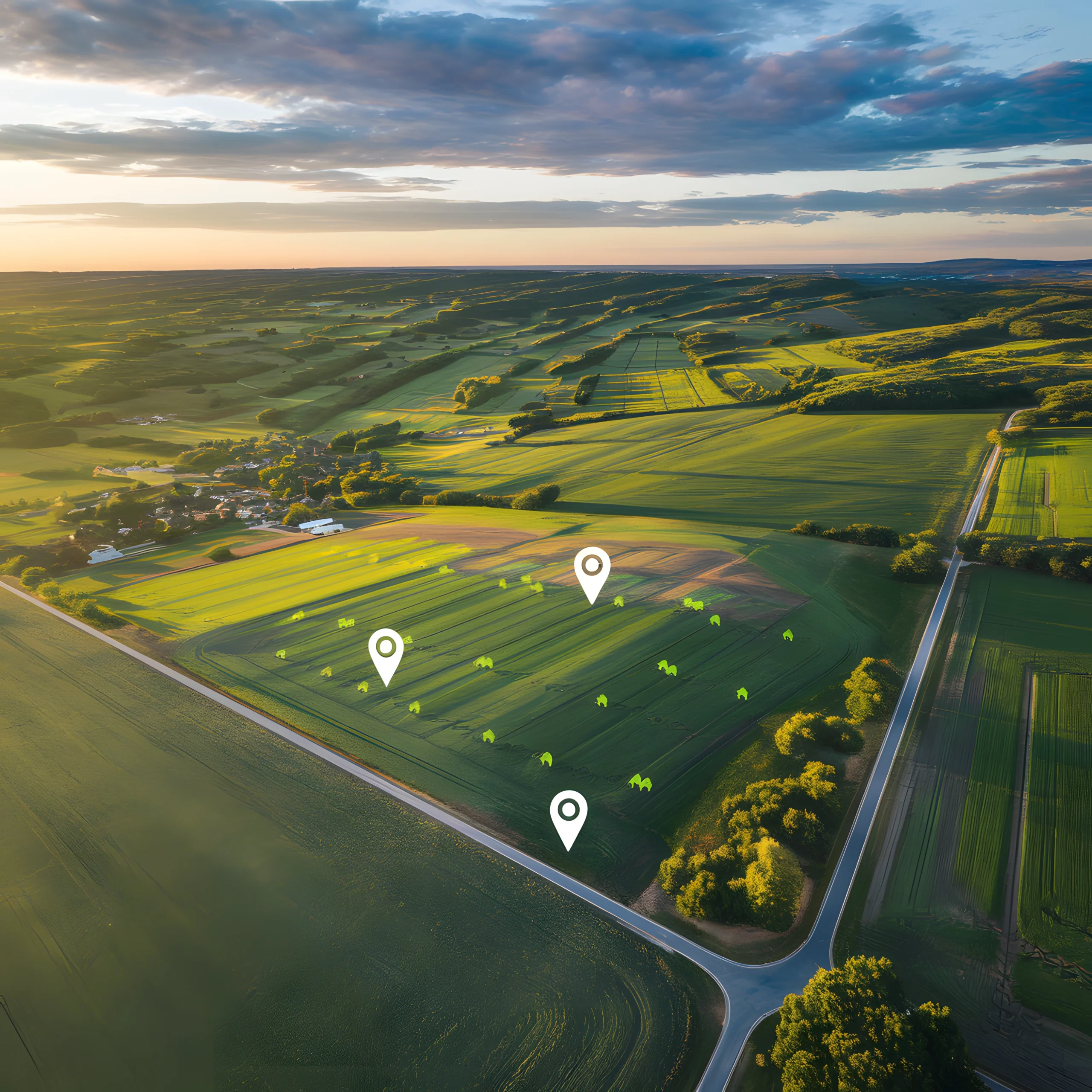 aerial-view-land-plot-top-view-land-green-field-agriculture-plant-with-pins-pin-position